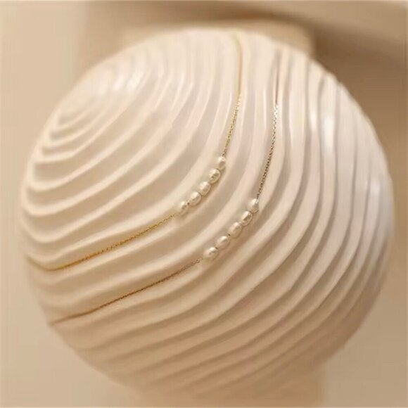 NEW Dainty Freshwater Pearl Chain Necklace 14K Gold Plated Choker Classic - Picture 5 of 8